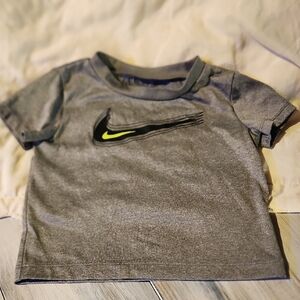Nike Kids Gray Tee with Black and Yellow Logo